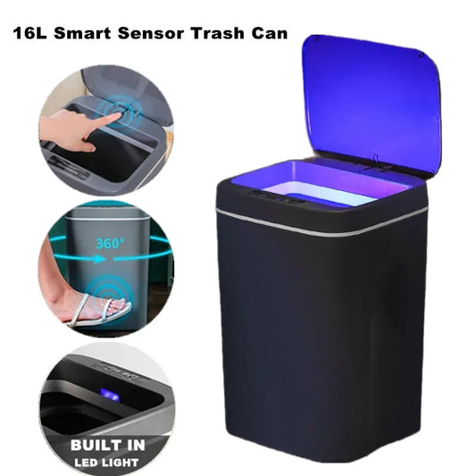 16L Electric Sensor Touchless Waterproof Smart Trash Can With Lid Wastebasket