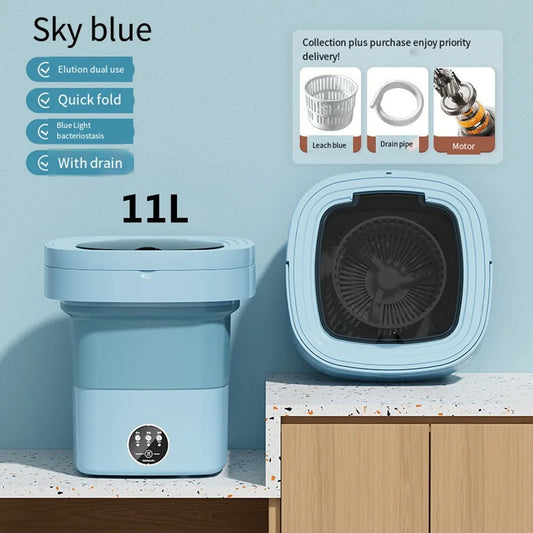Mini Folding Automatic Washing Machines with Centrifuge Dryer for Clothes Tourist Travel Home