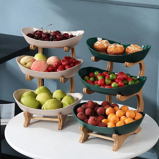 Table Plates Dinnerware Kitchen Fruit Bowl with Floors Partitioned