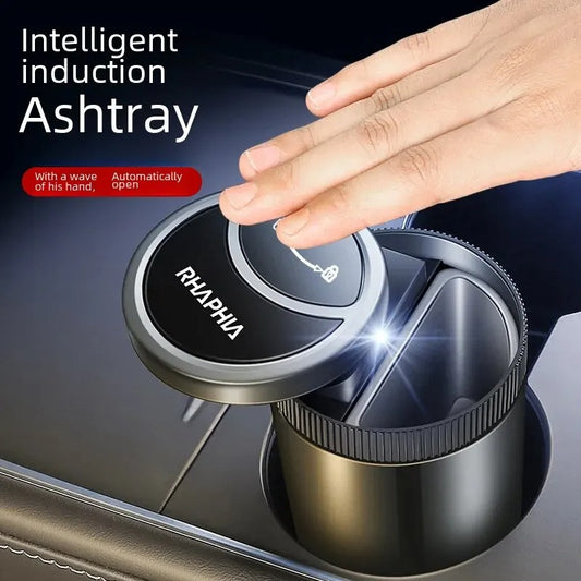 Automatic Introductor Opening Car Ashtray with Lid Smell Proof and LED Blue Light